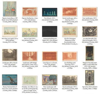 50 Painting Images by Herbert Crowley English, 1873 – 1937 - Tibetan Buddhist thangka, close-up detail