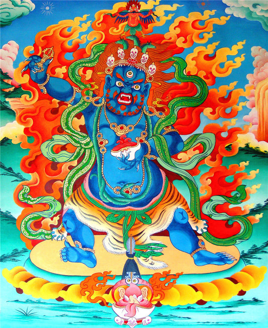2779-唐卡-HBMT-084玛哈嘎拉-二臂-300dpi - Tibetan thangka painting, front view