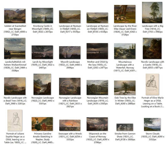 99 Painting Images by J.C. Dahl Norwegian, 1788 – 1857 - Tibetan Buddhist thangka, detailed view