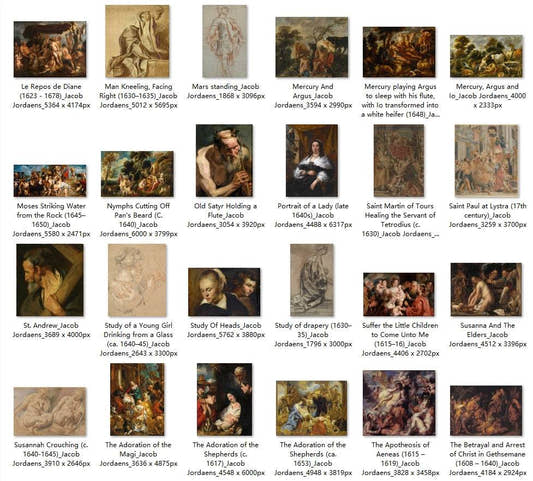 70 Painting Images by Jacob Jordaens Flemish, 1593-1678 - Tibetan Buddhist thangka, detailed view