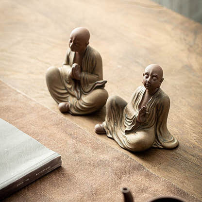 Ceramic Meditation Buddha Statue - Tibetan Buddhist statue, close-up detail