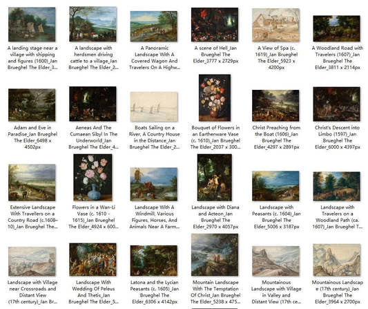 48 Painting Images by Jan Brueghel The Elder Flemish, 1568 - 1625 - Tibetan Buddhist thangka, front view