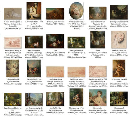 57 Painting Images by Jean-Antoine Watteau French, 1684 - 1721 - Tibetan Buddhist thangka, front view