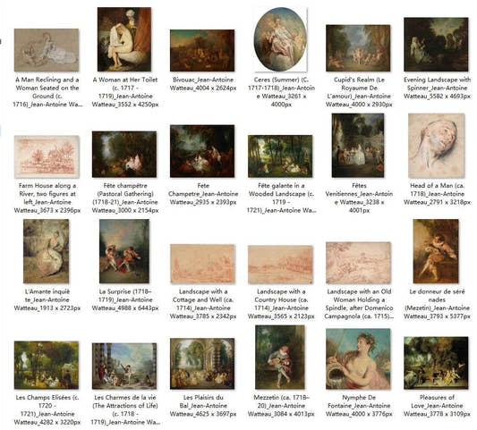 57 Painting Images by Jean-Antoine Watteau French, 1684 - 1721 - Tibetan Buddhist thangka, front view