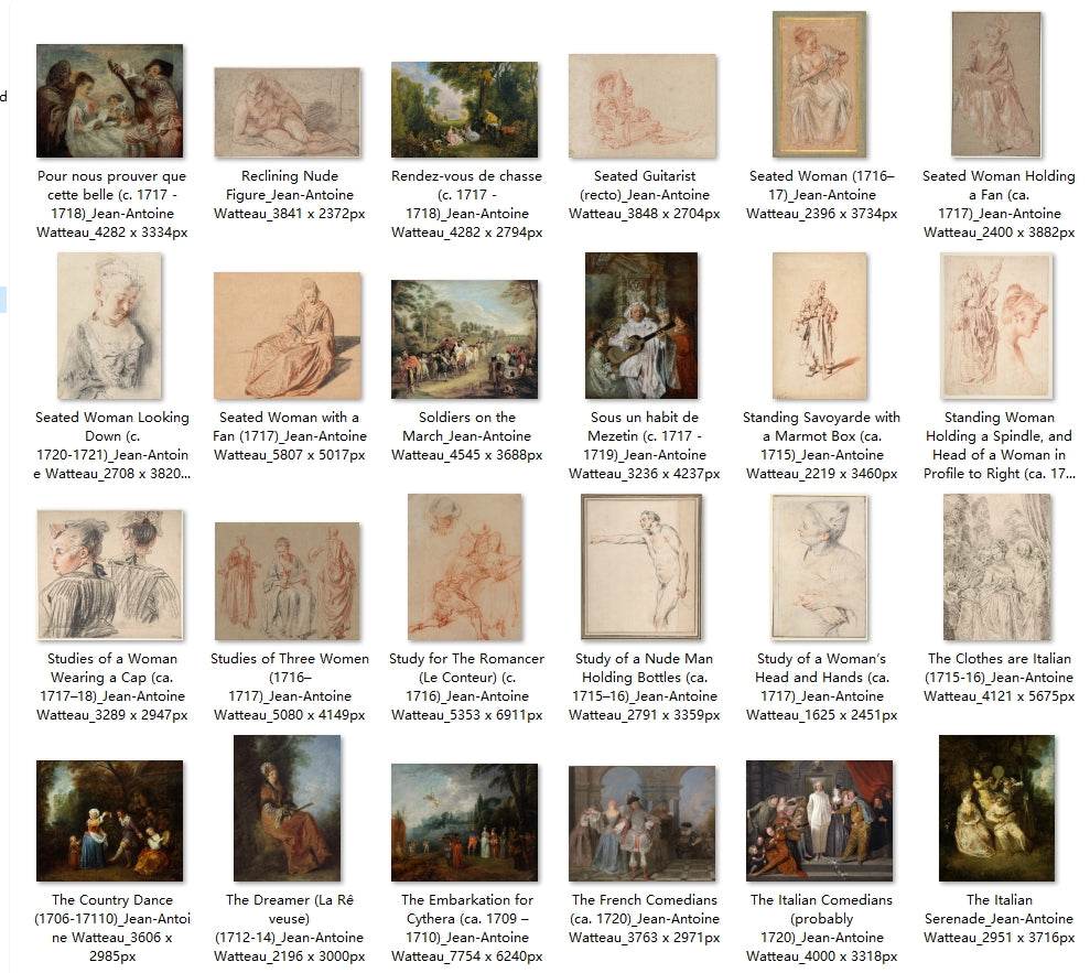 57 Painting Images by Jean-Antoine Watteau French, 1684 - 1721 - Tibetan Buddhist thangka, detailed view