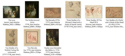 57 Painting Images by Jean-Antoine Watteau French, 1684 - 1721 - Tibetan Buddhist thangka, close-up detail