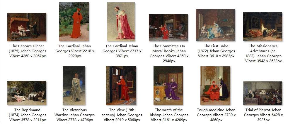 36 Painting Images by Jehan Georges Vibert French, 1840 – 1902 - Tibetan Buddhist thangka, detailed view