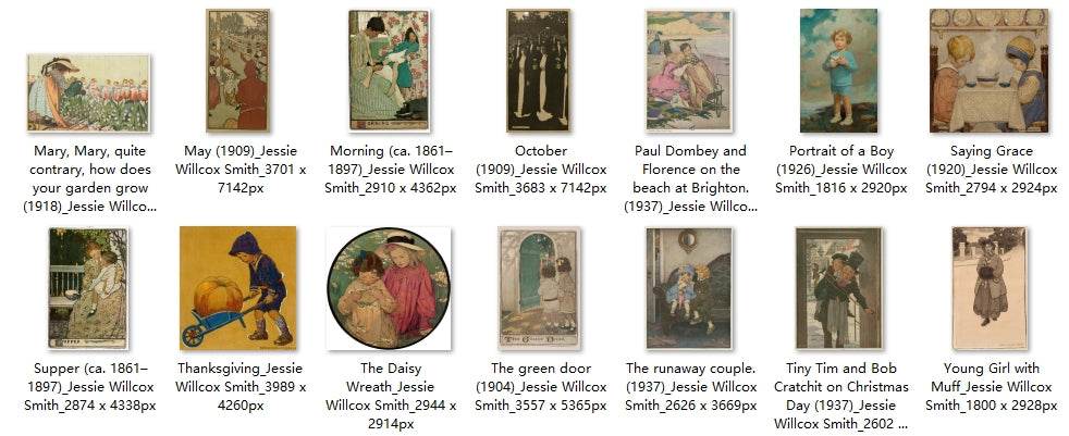42 Painting Images by Jessie Willcox Smith American, 1863 – 1935 - Tibetan Buddhist thangka, detailed view