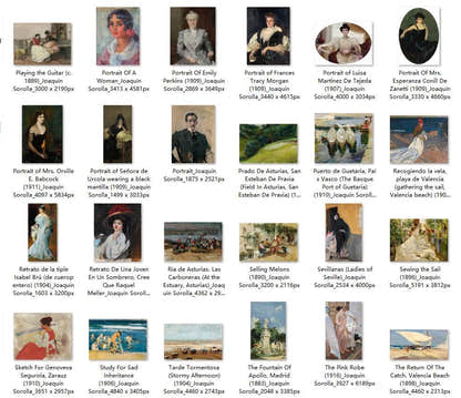 79 Painting Images by Joaquín Sorolla Spanish, 1863 – 1923 - Tibetan Buddhist thangka, close-up detail