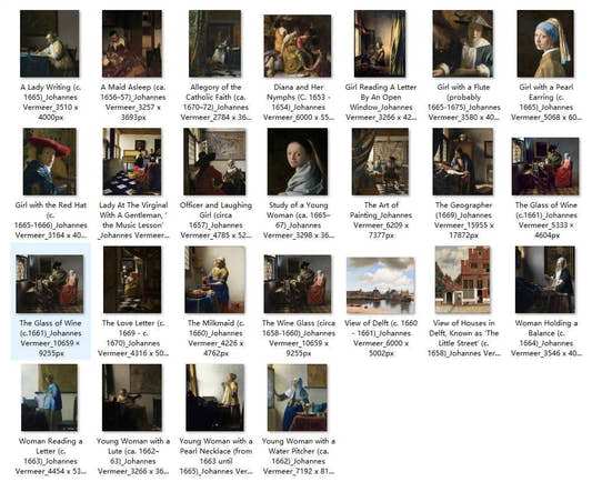 25 Painting Images by Johannes Vermeer Dutch, 1632 - 1675 - Tibetan Buddhist thangka, front view