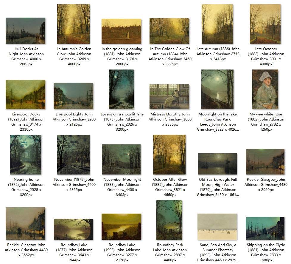 72 Painting Images by John Atkinson Grimshaw English, 1836 – 1893 - Tibetan Buddhist thangka, detailed view