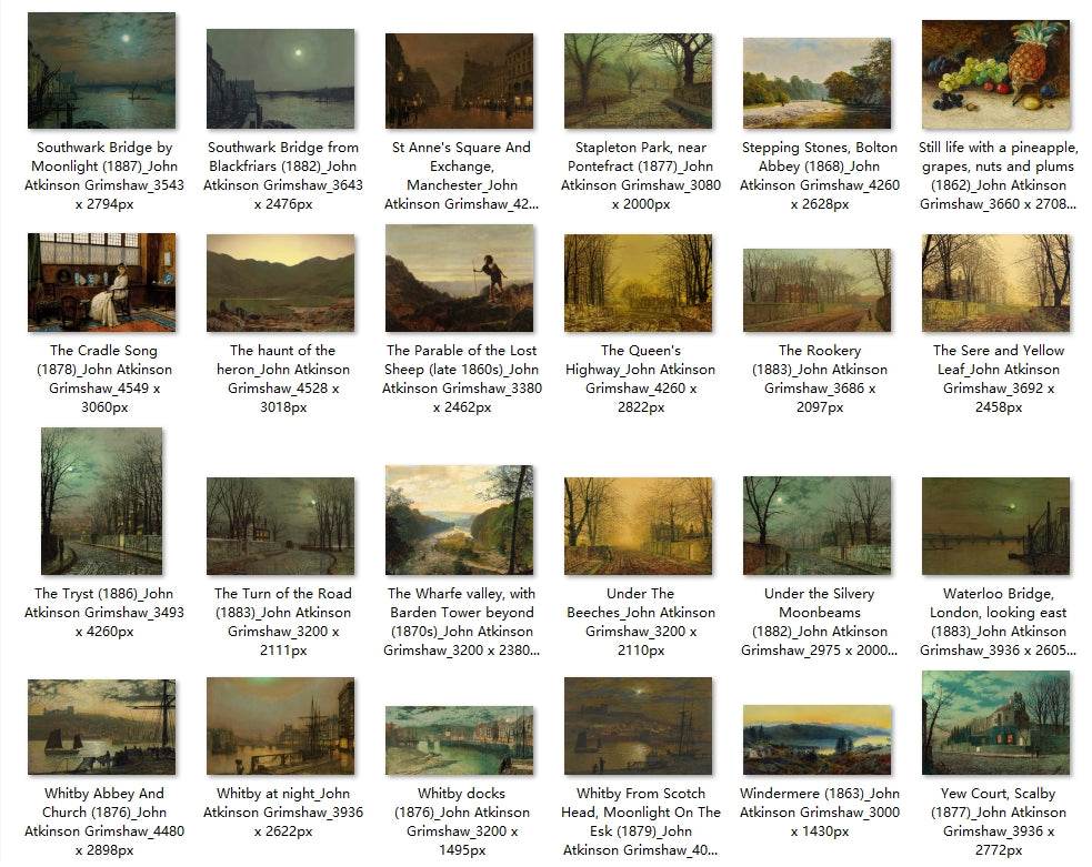 72 Painting Images by John Atkinson Grimshaw English, 1836 – 1893 - Tibetan Buddhist thangka, close-up detail