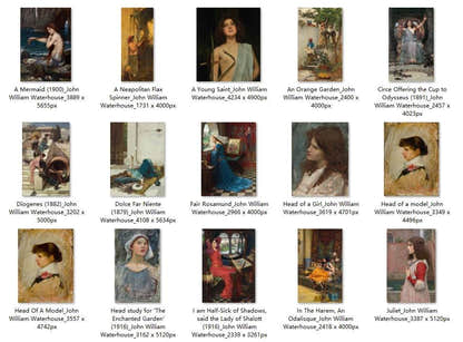 30 Painting Images by John William Waterhouse English, 1849 - 1917 - Tibetan Buddhist thangka, front view