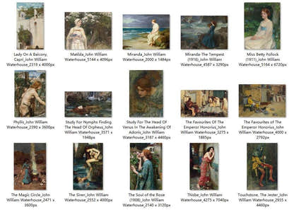 30 Painting Images by John William Waterhouse English, 1849 - 1917 - Tibetan Buddhist thangka, detailed view