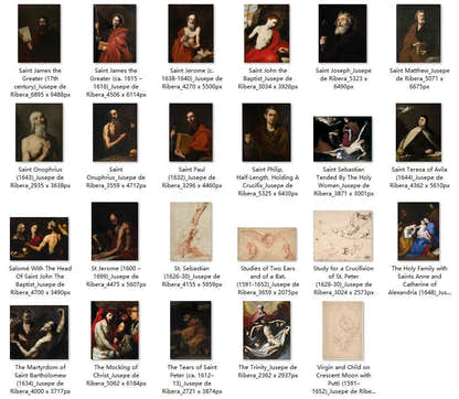 47 Painting Images by Jusepe de Ribera Spanish, 1591-1652 - Tibetan Buddhist thangka, detailed view