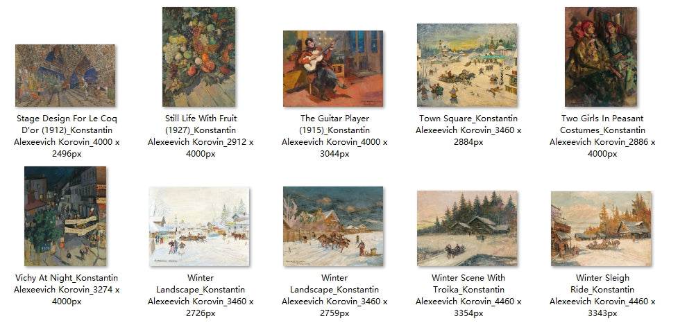 30 Painting Images by Konstantin Alexeevich Korovin Russian, 1861 -1939 - Tibetan Buddhist thangka, detailed view
