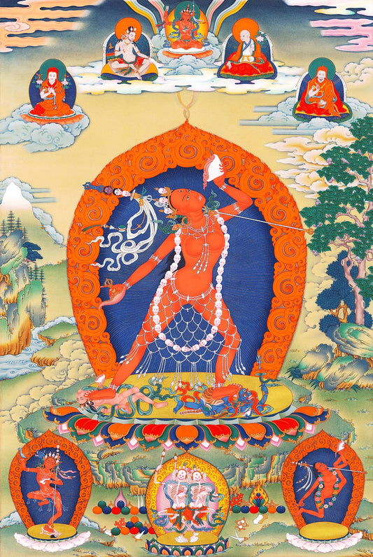 Gandhanra Tibetan Thangka Art - Black Dakini - Troma Nagmo - from Kathok Monastery - Giclee Print with Mineral Pigments