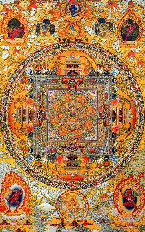 Mandala Image - Tibetan thangka painting, front view