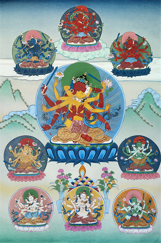 Gandhanra Tibetan Giclee Printed Thangka Art - 9 Yab-Yum Manjusri Thangka