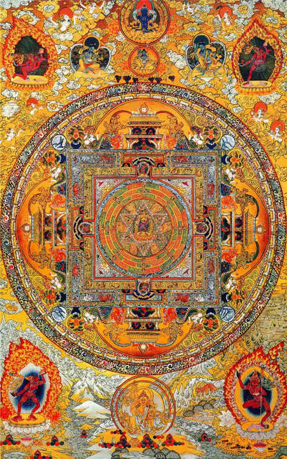 2783-唐卡-HBMT-089曼陀罗套装 - Tibetan thangka painting, front view