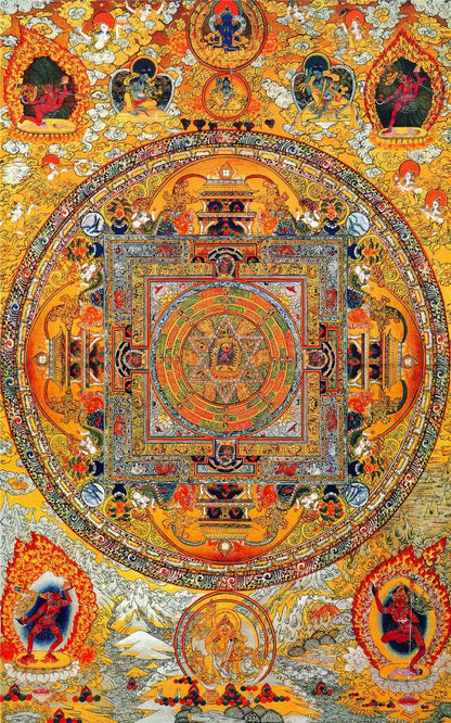2783-唐卡-HBMT-089曼陀罗套装 - Tibetan thangka painting, front view