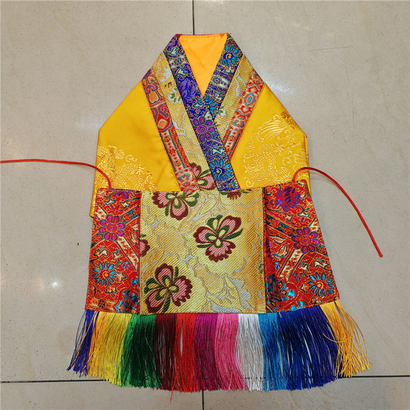 Gandhanra Hand-sewn traditional Tibetan Buddha Statue Robe Clothes dress, hand-sewn, traditional styles and follow rituals, provide a rich and culturally authentic touch, adding an element of spiritual depth to your altar.