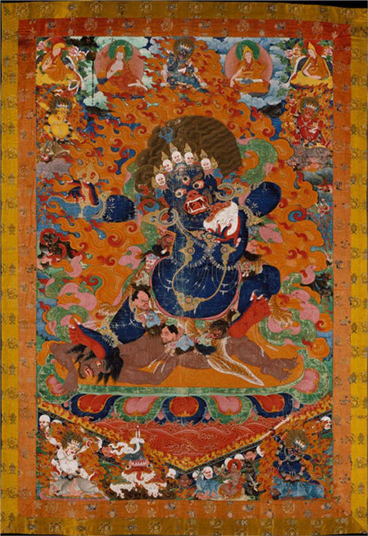 Mahakala Image - Tibetan thangka painting, front view