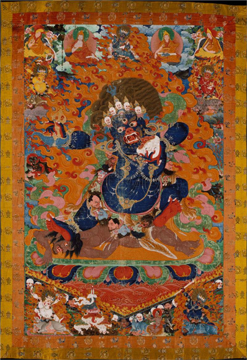 Mahakala Image - Tibetan thangka painting, front view