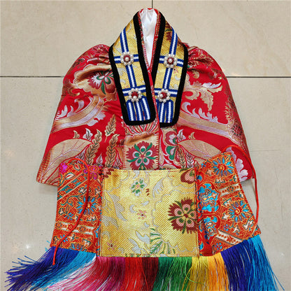 Gandhanra Hand-sewn traditional Tibetan Buddha Statue Robe Clothes dress, hand-sewn, traditional styles and follow rituals, provide a rich and culturally authentic touch, adding an element of spiritual depth to your altar.