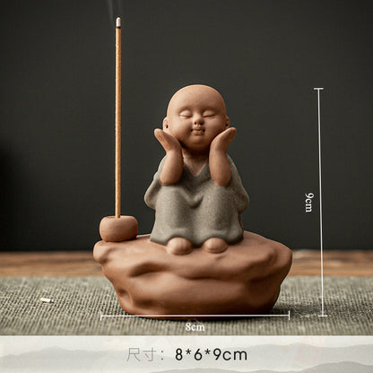 Purple Sand Buddha Statue Incense Holder