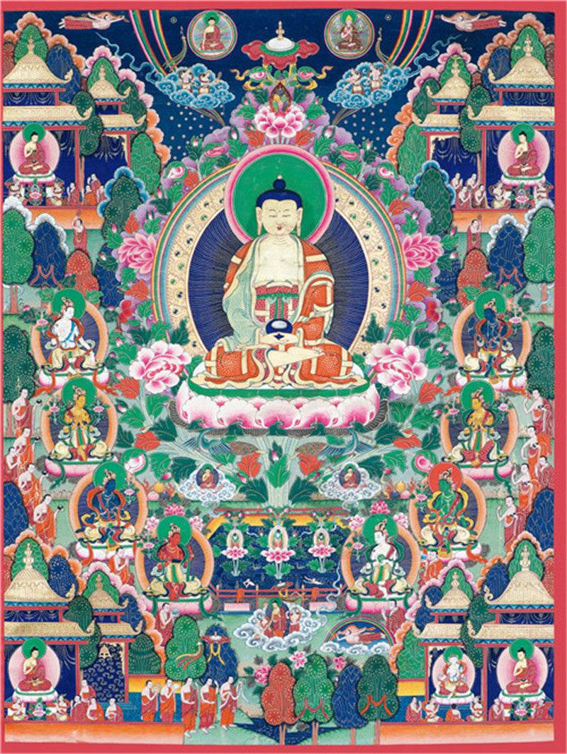 Sukhavati - Pure Land Image - Tibetan thangka painting, front view
