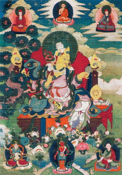 2769-唐卡-HBMT-073莲师-莲花王藏东宁玛派绢本53 - Tibetan thangka painting, front view