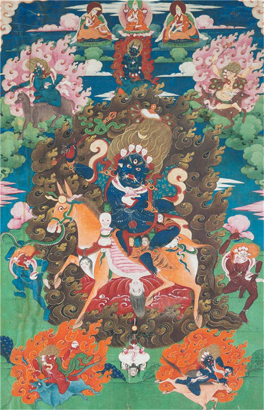Palden Lhamo / Magzor Gyalmo / Shri Devi Image - Tibetan thangka painting, front view