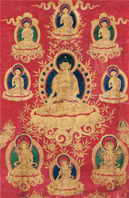 Shakyamuni Image - Tibetan thangka painting, front view