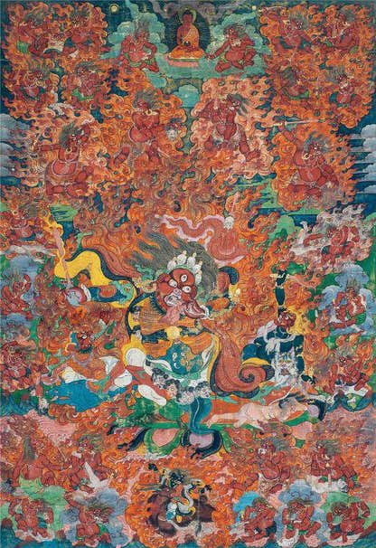 Begtse Chen - Tibetan thangka painting, front view