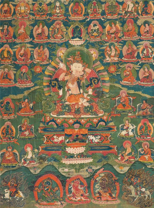 2768-唐卡-HBMT-072莲师-海生金刚76 - Tibetan thangka painting, front view