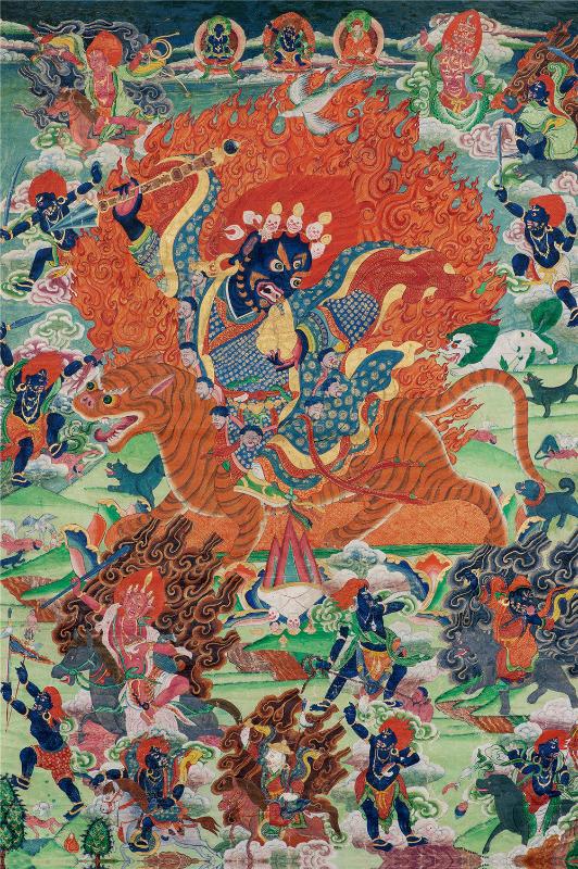 2765-唐卡-HBMT-069莲师忿怒金刚蒙古宁玛派绢本80 - Tibetan thangka painting, front view