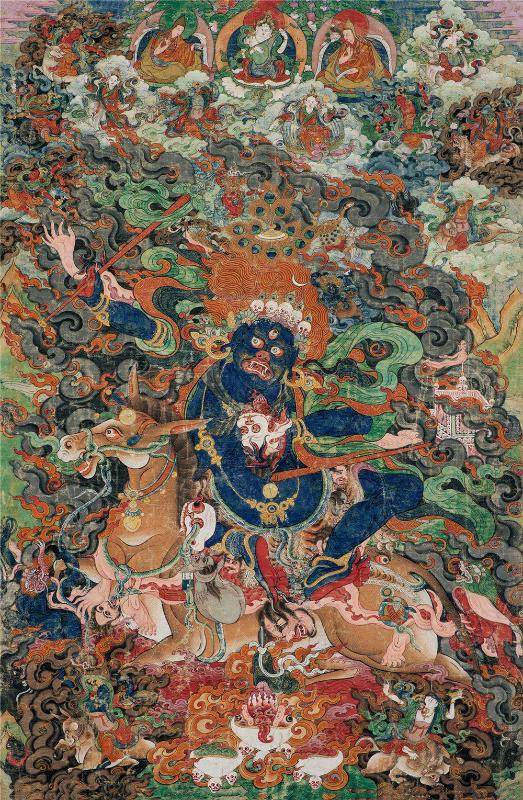 Palden Lhamo / Magzor Gyalmo - 18th Century - Tibetan thangka painting, front view
