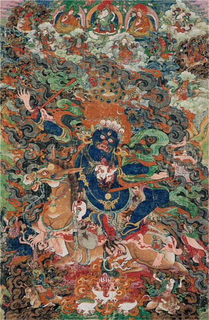 Palden Lhamo / Magzor Gyalmo / Shri Devi Image - Tibetan thangka painting, front view