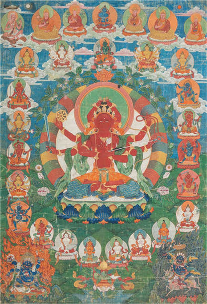 Red Tara - 21 Tara Image - Tibetan thangka painting, front view
