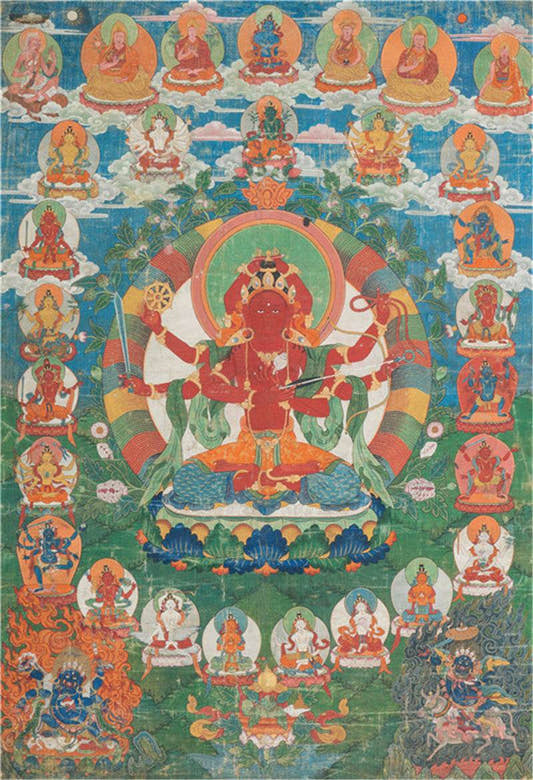 Red Tara - 21 Tara Image - Tibetan thangka painting, front view