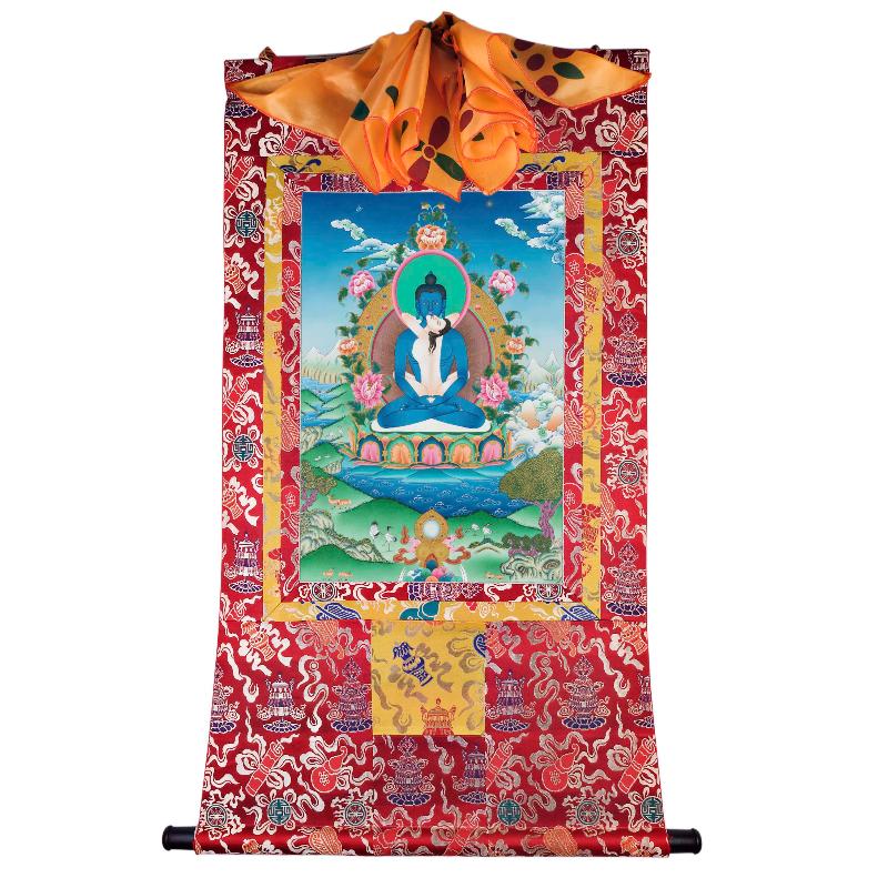 Gandhanra Tibetan Thangka Art - Samantabhadra in Yab Yum - from Kathok Monastery - Giclee Print with Mineral Pigments