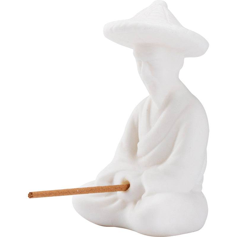 Ceramic Fisherman Incense Holder - Tibetan Buddhist statue, view 5