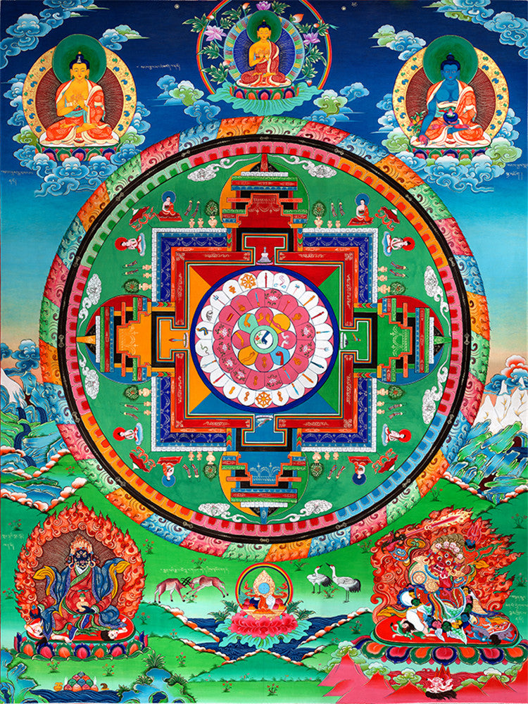 Gandhanra Giclee Printed Tibetan Thangka Art -Mandala of Medicine Buddha Thangka - Kathok Monastery Collection