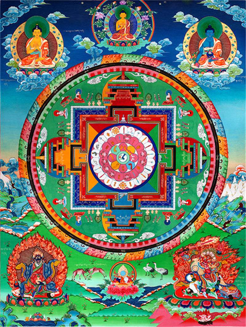 Medicine Buddha Image - Tibetan thangka painting, front view