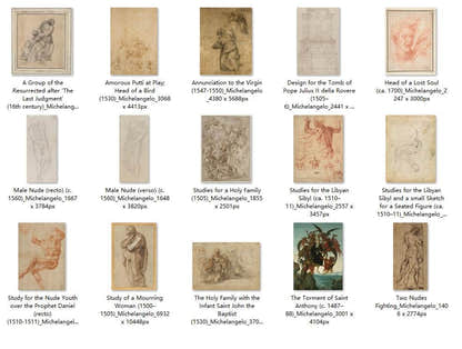 15 Painting Images by Michelangelo Italian, 1475 - 1564 - Tibetan Buddhist thangka, front view