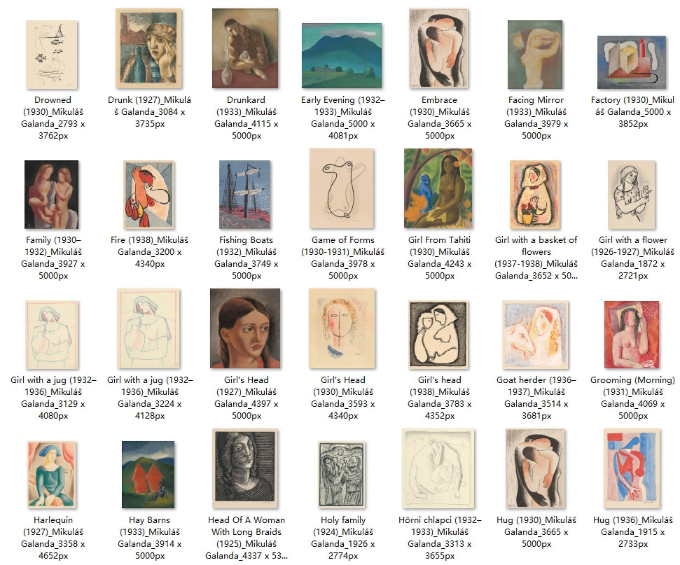 181 Painting Images by Mikuláš Galanda (Slovak, 1895 – 1938)