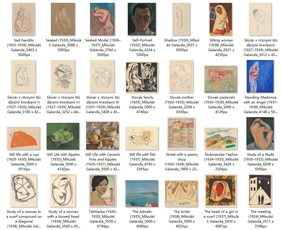 181 Painting Images by Mikuláš Galanda (Slovak, 1895 – 1938)