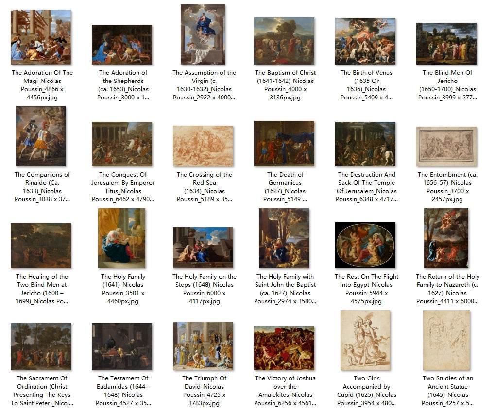 48 Painting Images by Nicolas Poussin French, 1594-1665 - Tibetan Buddhist thangka, detailed view