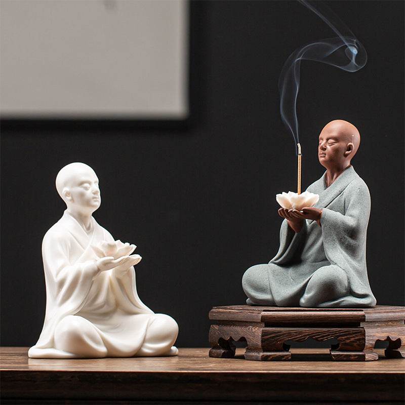 Buddha Statue Incense Stick - Tibetan Buddhist statue, front view